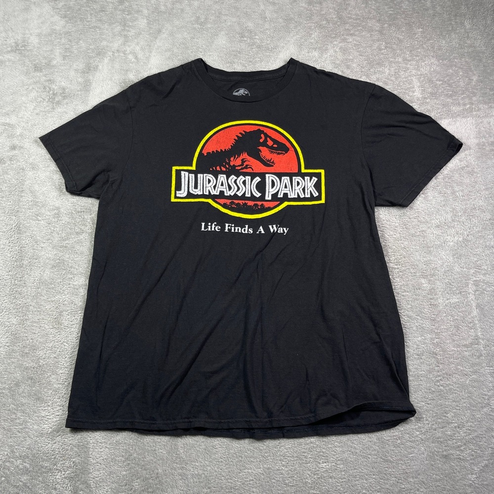 Jurassic Park Graphic Tee Life Men's XL Black Finds‎ A Way Movie T-Shirt Outdoor
